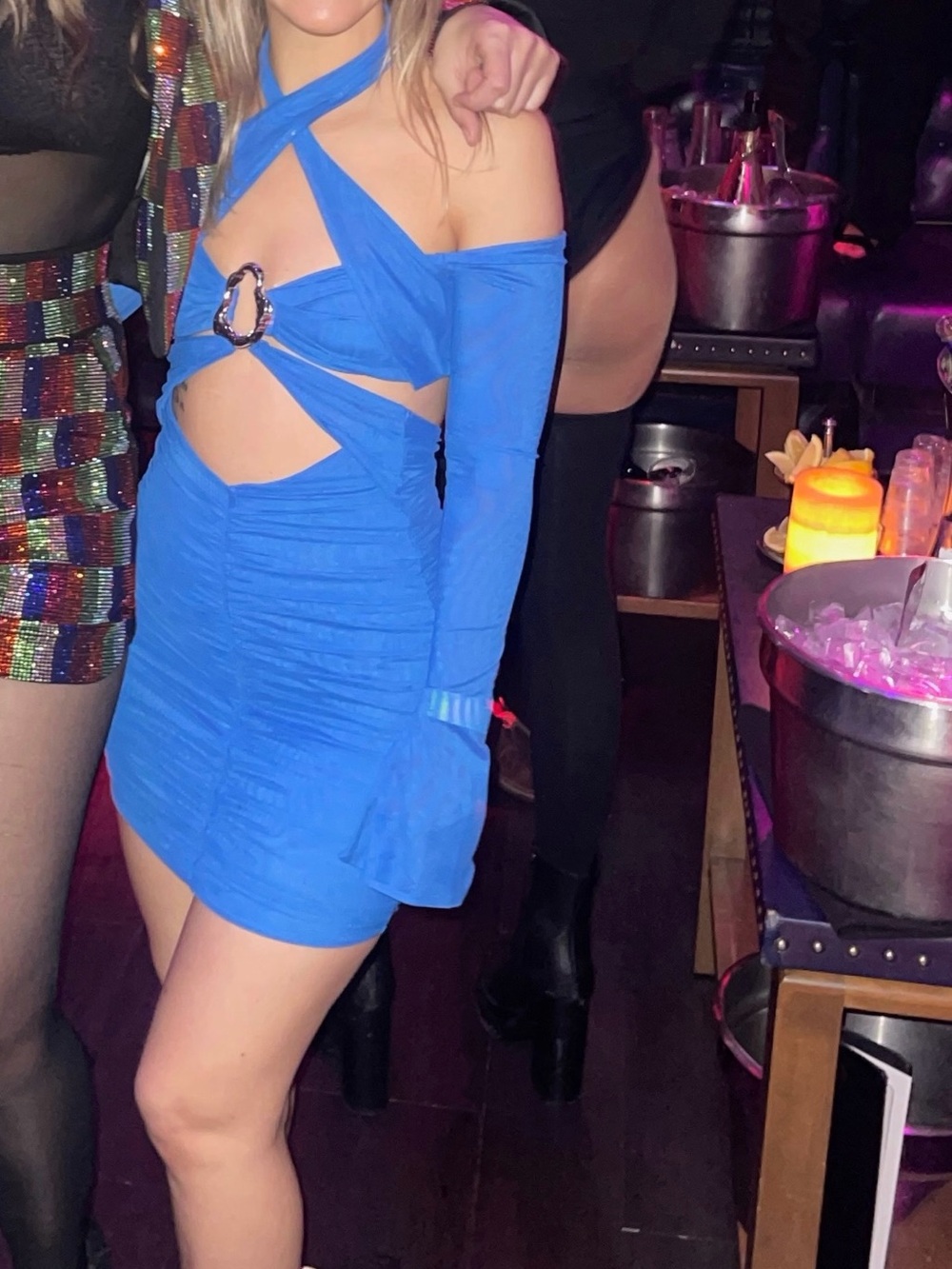 Oh Polly Electric Blue Cutout Mini Dress